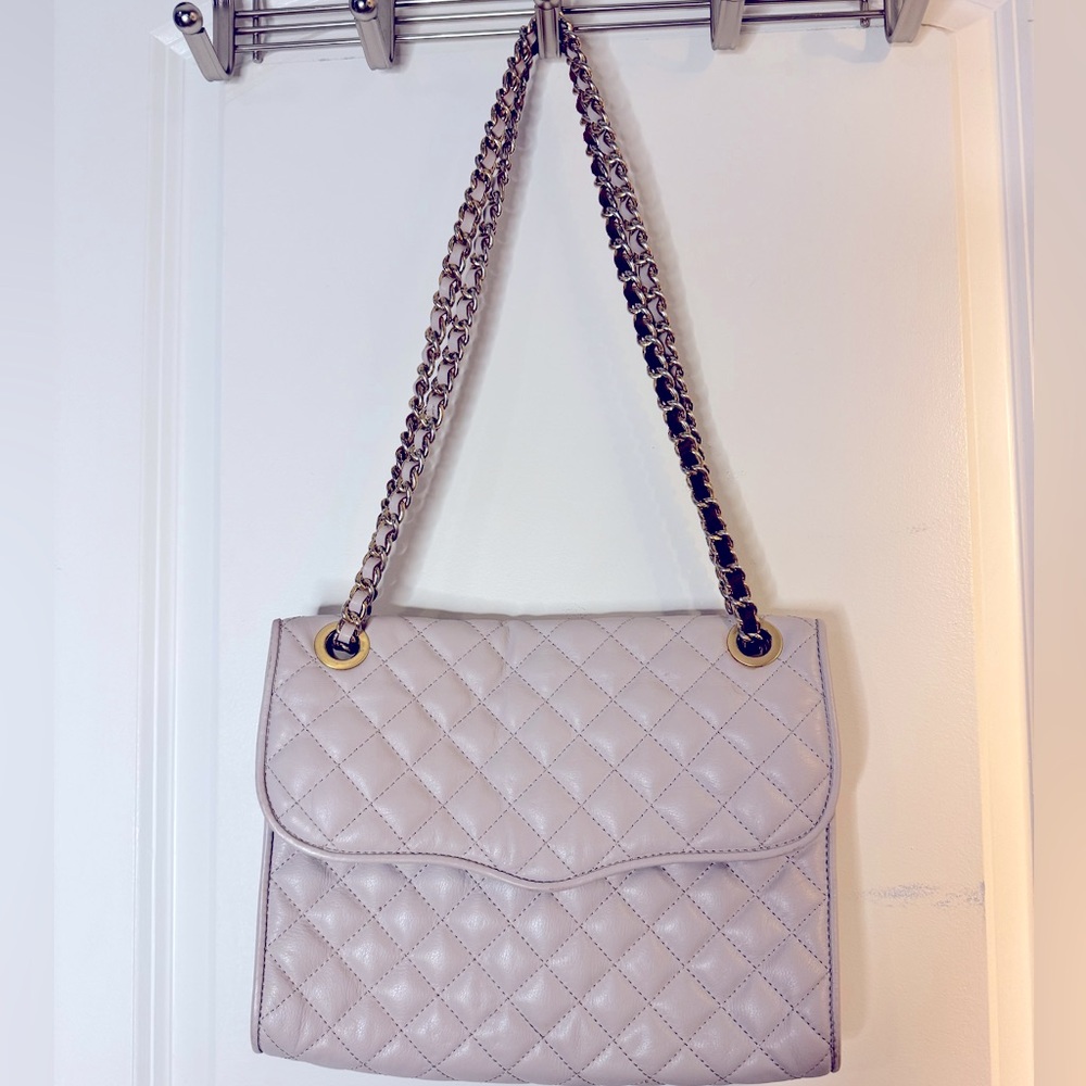 Rebecca Minkoff Ivory Quilted Shoulder Bag with Chain Strap